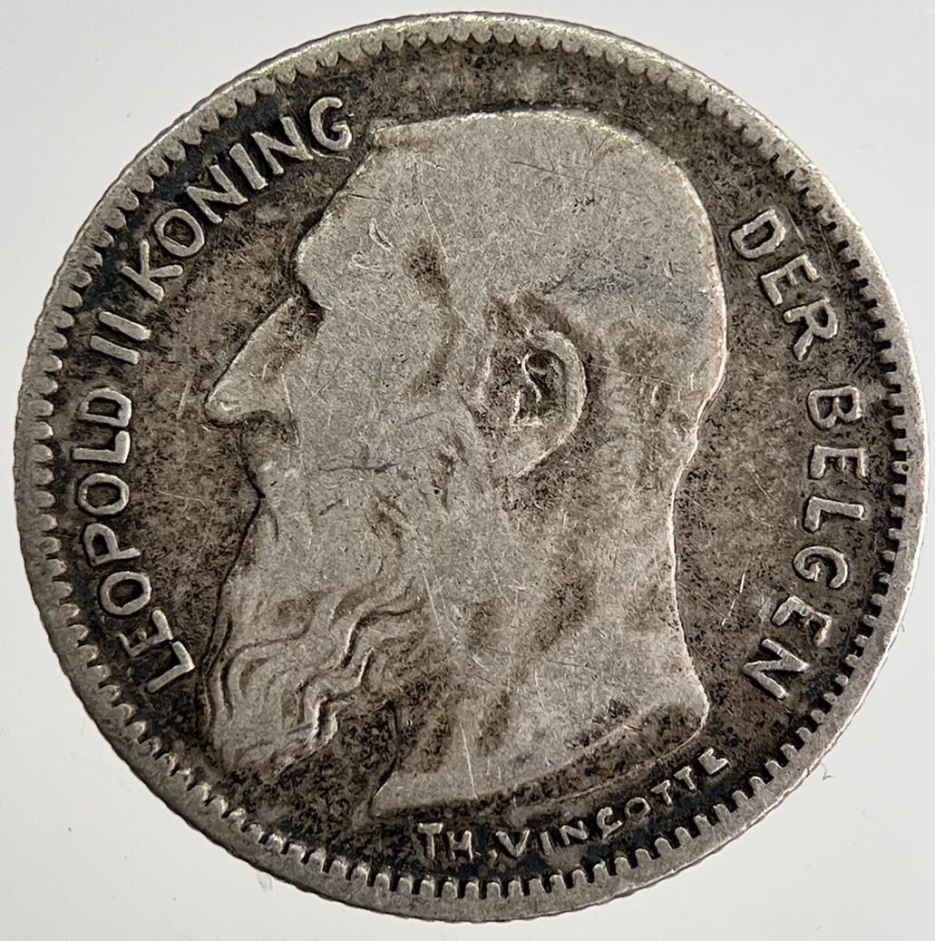 1907 Belgium 50 Cents Silver Coin | Fine Collectable Grade | a8510