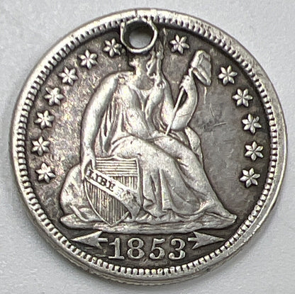 1853 Seated Liberty US USA One Dime | Silver Coin | Fine Grade | a826
