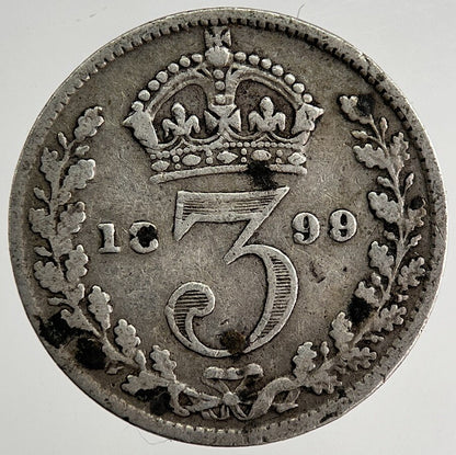 1899 Victoria Threepence Silver Coin | Fine Collectable Grade | a8497