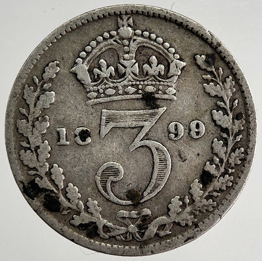1899 Victoria Threepence Silver Coin | Fine Collectable Grade | a8497