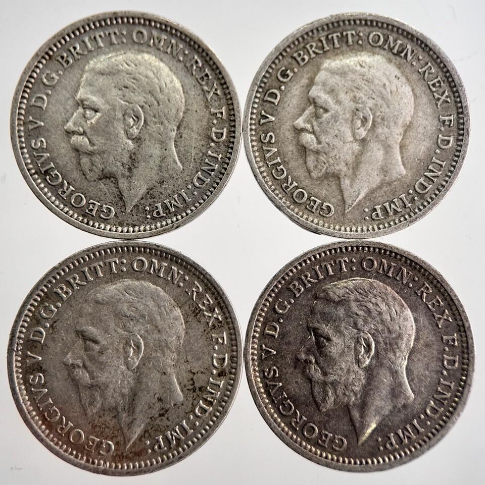 1933/34/35/36 George V Threepence Silver Coins | Very High Grade | a8736