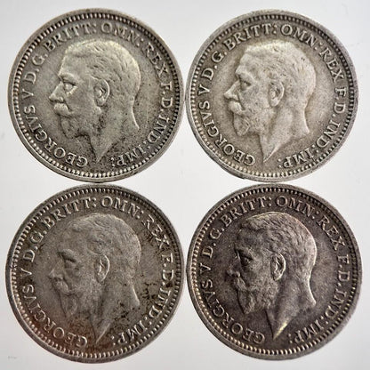 1933/34/35/36 George V Threepence Silver Coins | Very High Grade | a8736