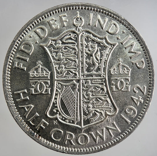 1942 George VI Half-Crown Silver Coin | Very High Grade | a8354