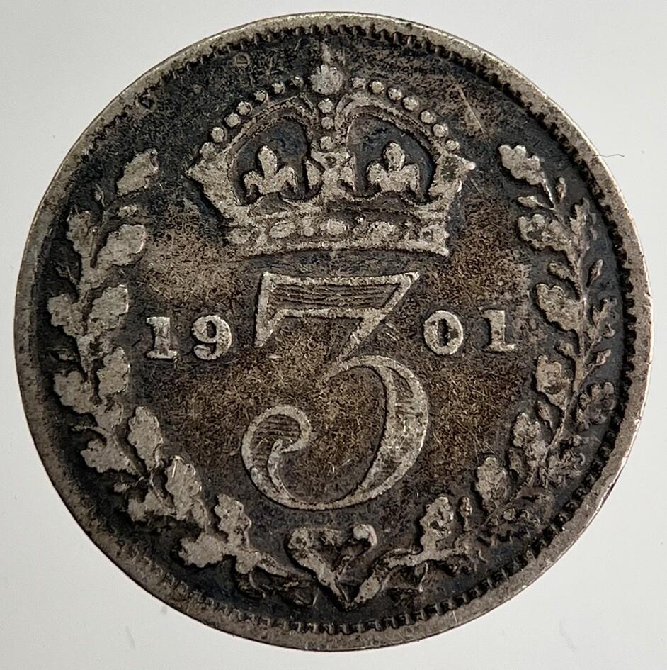 1901 Victoria Threepence Silver Coin | Fine Collectable Grade | a8492