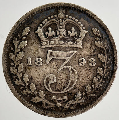 1893 Victoria Threepence Silver Coin | Fine Collectable Grade | a8498