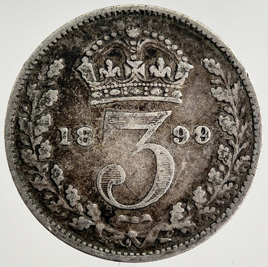 1899 Victoria Threepence Silver Coin | Fine Collectable Grade | a8496