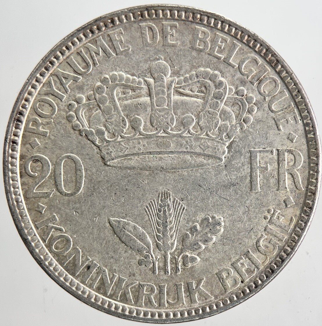 1935 Belgium 20 Francs Silver Coin | Fine Collectable Grade | a6884