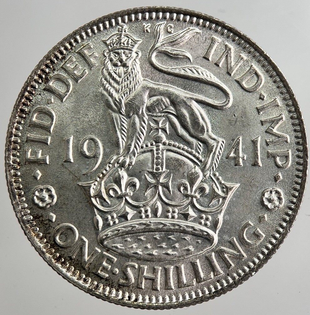 1941 George VI British Shilling Silver Coin | Very Fine Grade | a8352