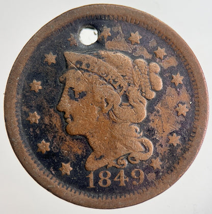 1849 US USA Large 1 One Cent Coin | Collectable Grade | a8970