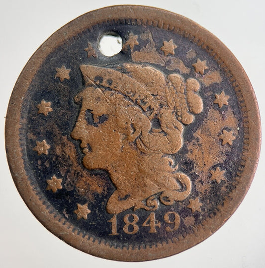 1849 US USA Large 1 One Cent Coin | Collectable Grade | a8970