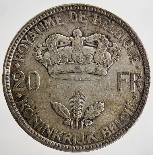 1935 Belgium 20 Francs Silver Coin | Fine Collectable Grade | a6883