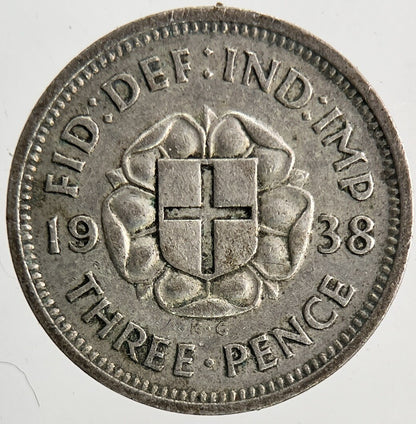 1938 George VI Threepence Silver Coin | Fine Collectable Grade | a6898