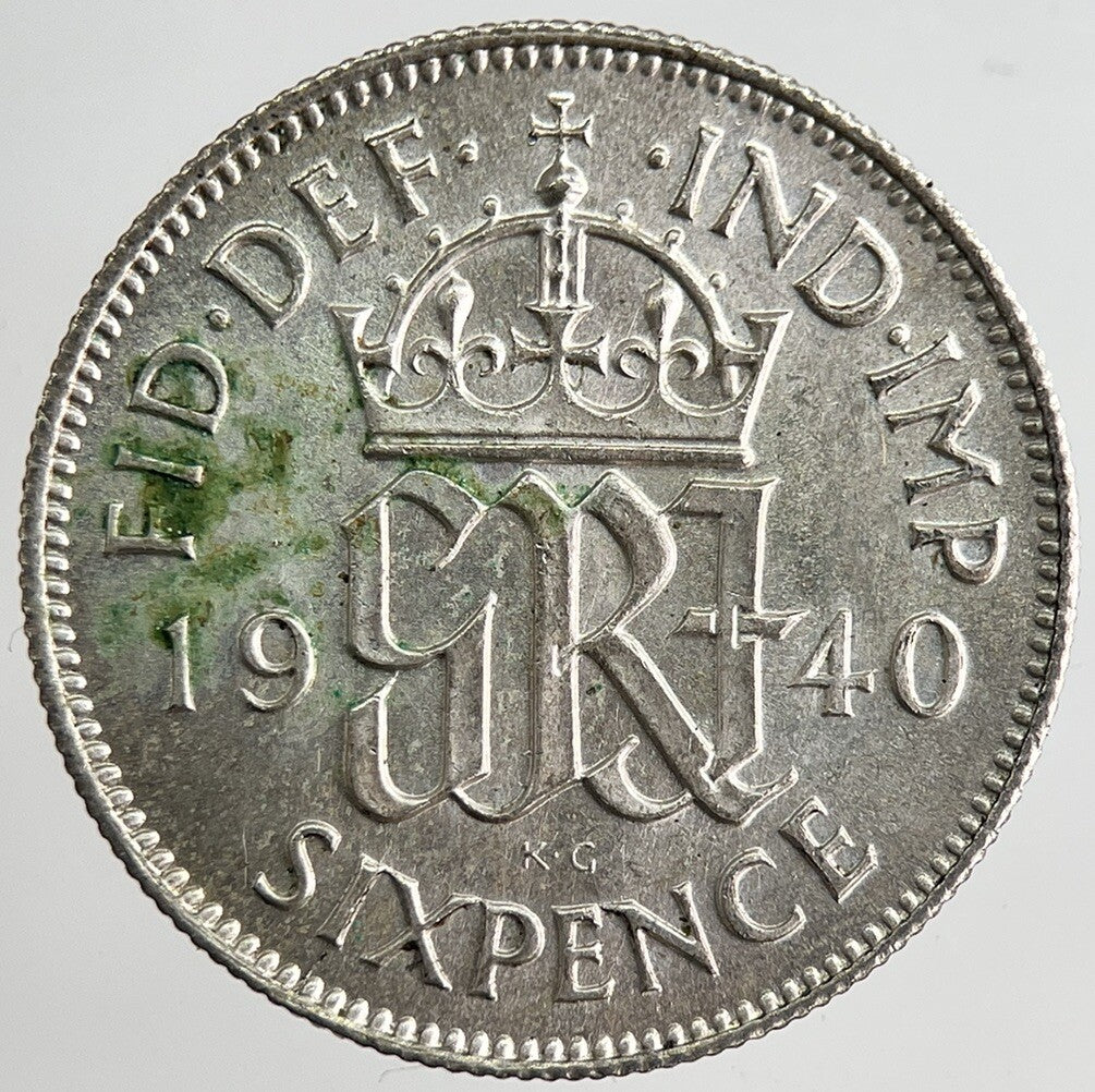 1940 George VI British Sixpence Silver Coin | Very Fine Grade | a8345