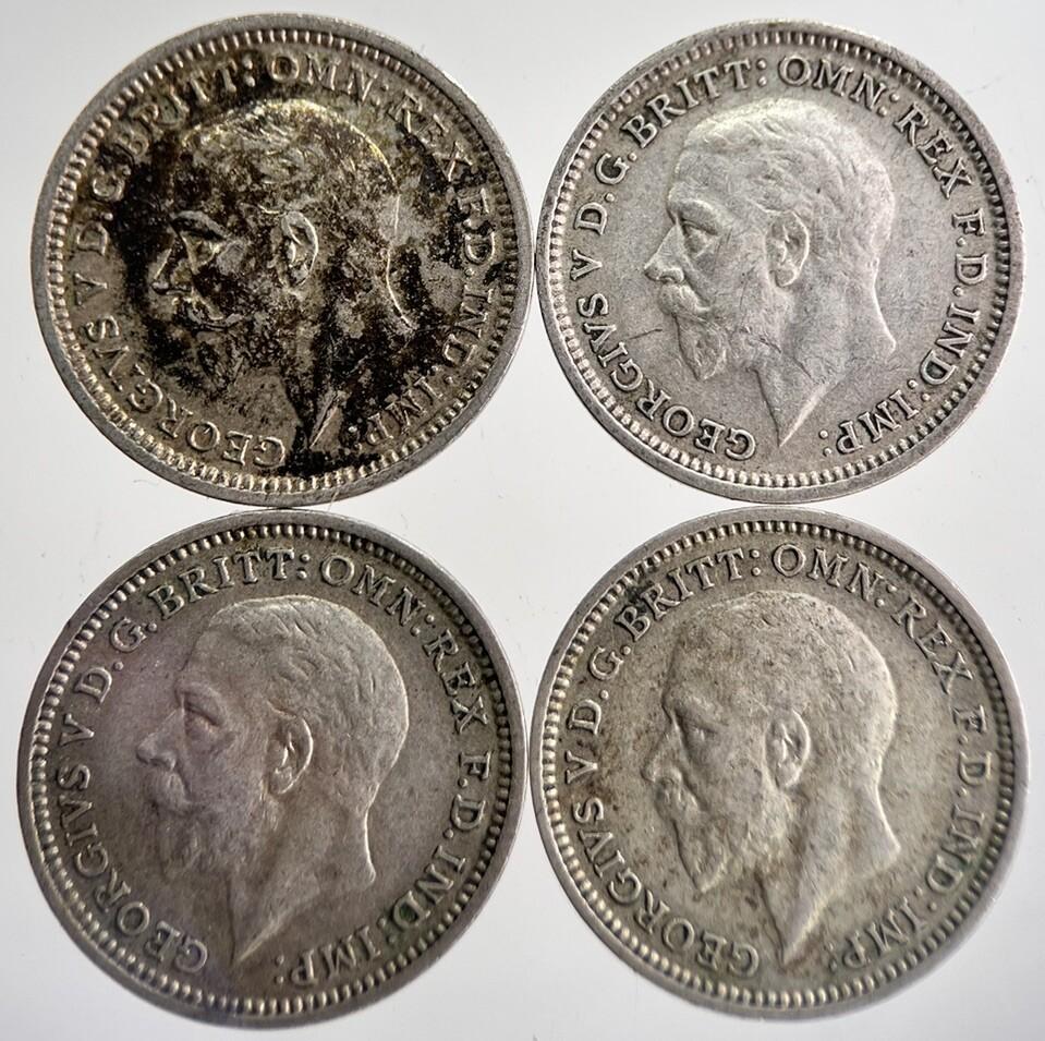 1933/34/35/36 George V Threepence Silver Coins | Very High Grade | a8738