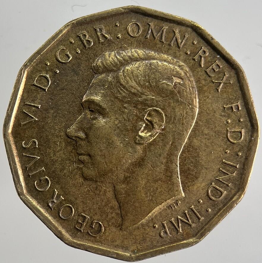 1944 British Brass Threepence Coin | Fine Collectable Grade | a8967