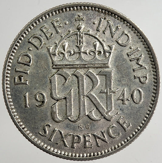 1940 George VI British Sixpence Silver Coin | Very Fine Grade | a8347