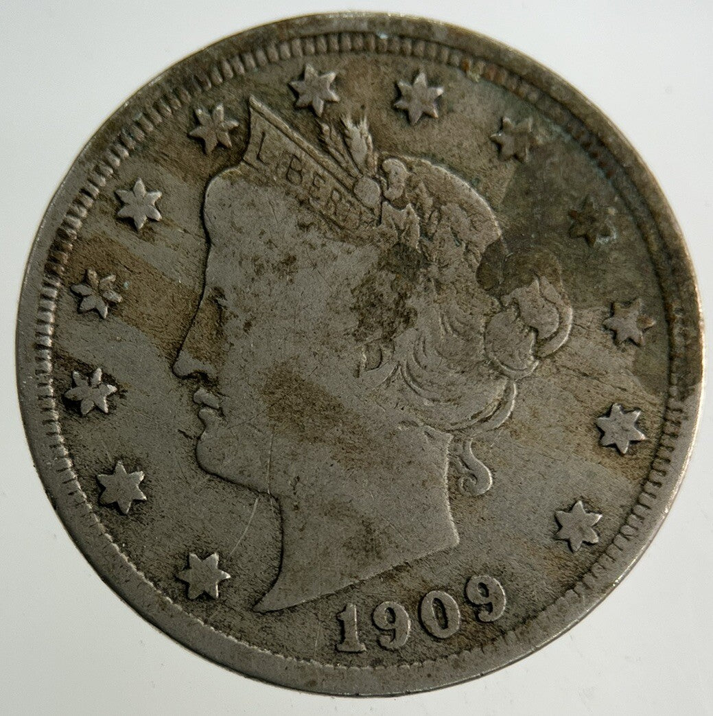 1909 US USA 5 Cents Nickel Coin | Fine Collectable Grade