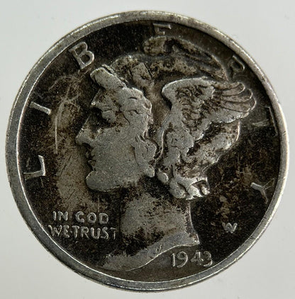1943 US USA Mercury Dime Silver Coin | Fine Collectable Grade