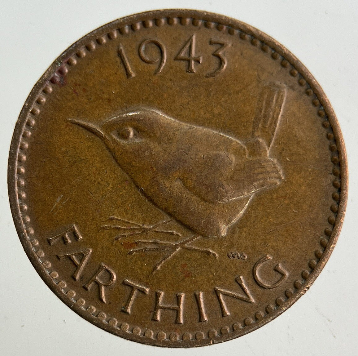 1943 George VI Wren Farthing Coin | Very High Grade