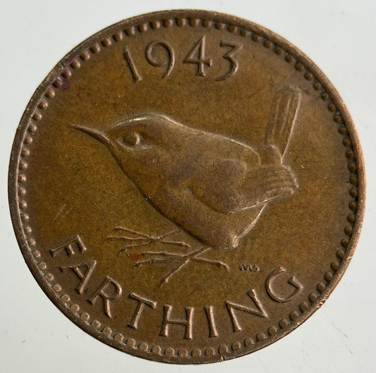 1943 George VI Wren Farthing Coin | Very High Grade