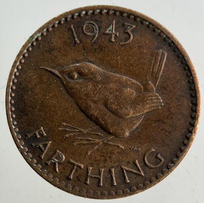 1943 George VI Wren Farthing Coin | Very High Grade