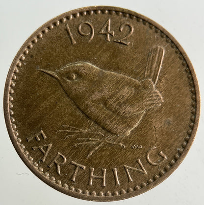 1942 George VI Wren Farthing Coin | Very High Grade
