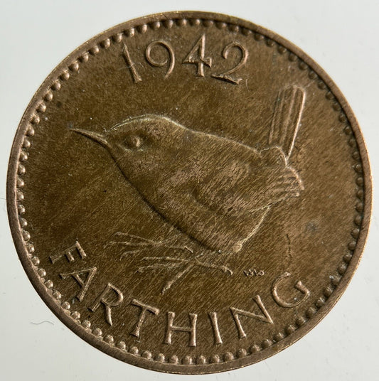 1942 George VI Wren Farthing Coin | Very High Grade