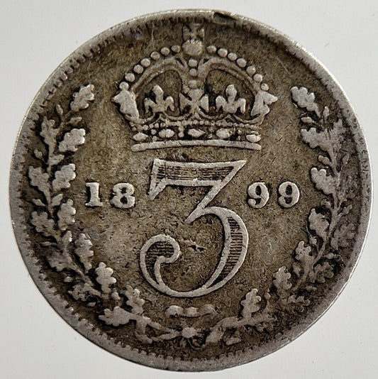 1899 Victoria Threepence Silver Coin | Fine Collectable Grade | a8821
