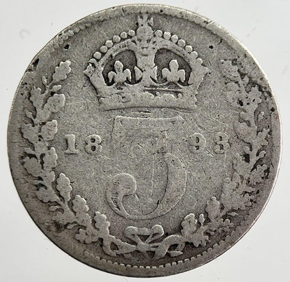 1898 Victoria Threepence Silver Coin | Collectable Grade | a8823