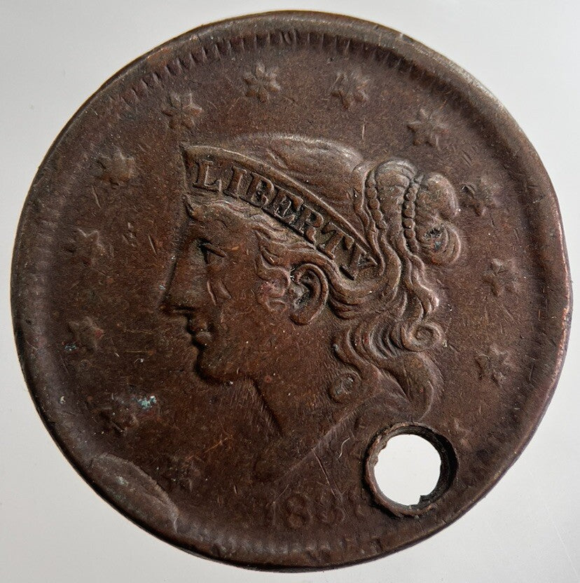 1838 US USA Large 1 One Cent Coin | Fine Collectable Grade | a8973