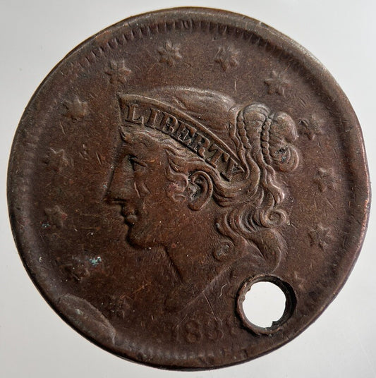 1838 US USA Large 1 One Cent Coin | Fine Collectable Grade | a8973