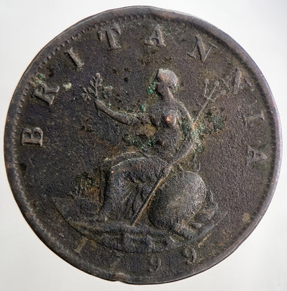1799 George 3rd III Half-Penny British Coin | Fine Collectable Grade | a9044