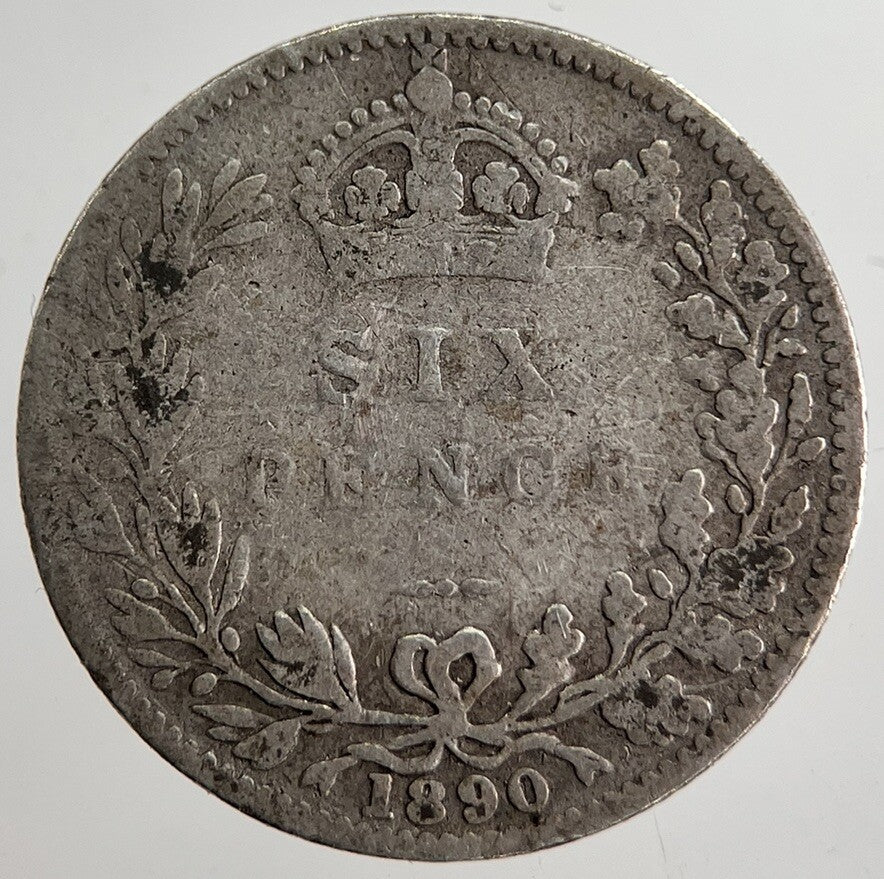 1890 Victoria Sixpence Silver Coin | Fair Grade | a8640