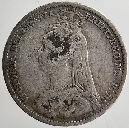 1890 Victoria Sixpence Silver Coin | Fair Grade | a8640