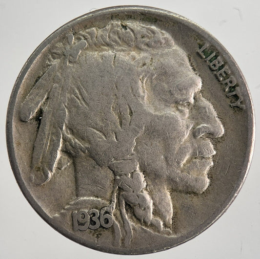 1936-S US USA Buffalo Indian Head Nickel Coin | Fine Collectable Grade | a8964