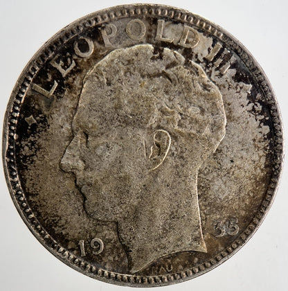 1935 Belgium 20 Francs Silver Coin | Fine Collectable Grade | a6882