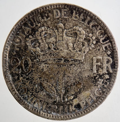 1935 Belgium 20 Francs Silver Coin | Fine Collectable Grade | a6882