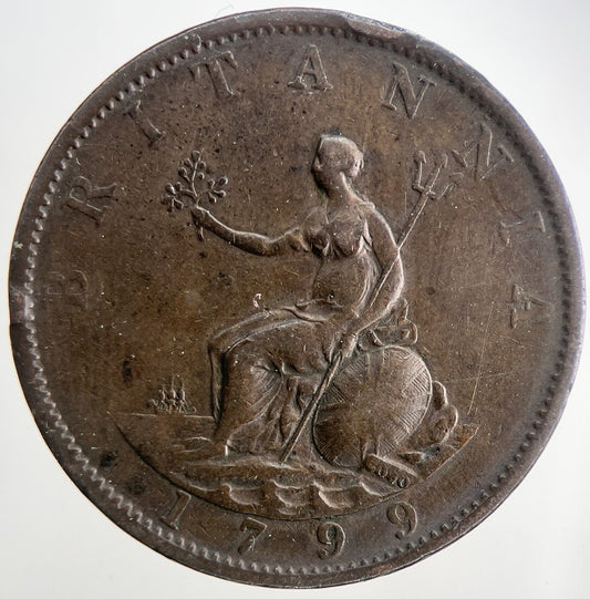 1799 George 3rd III Half-Penny British Coin | Fine Collectable Grade | a9043
