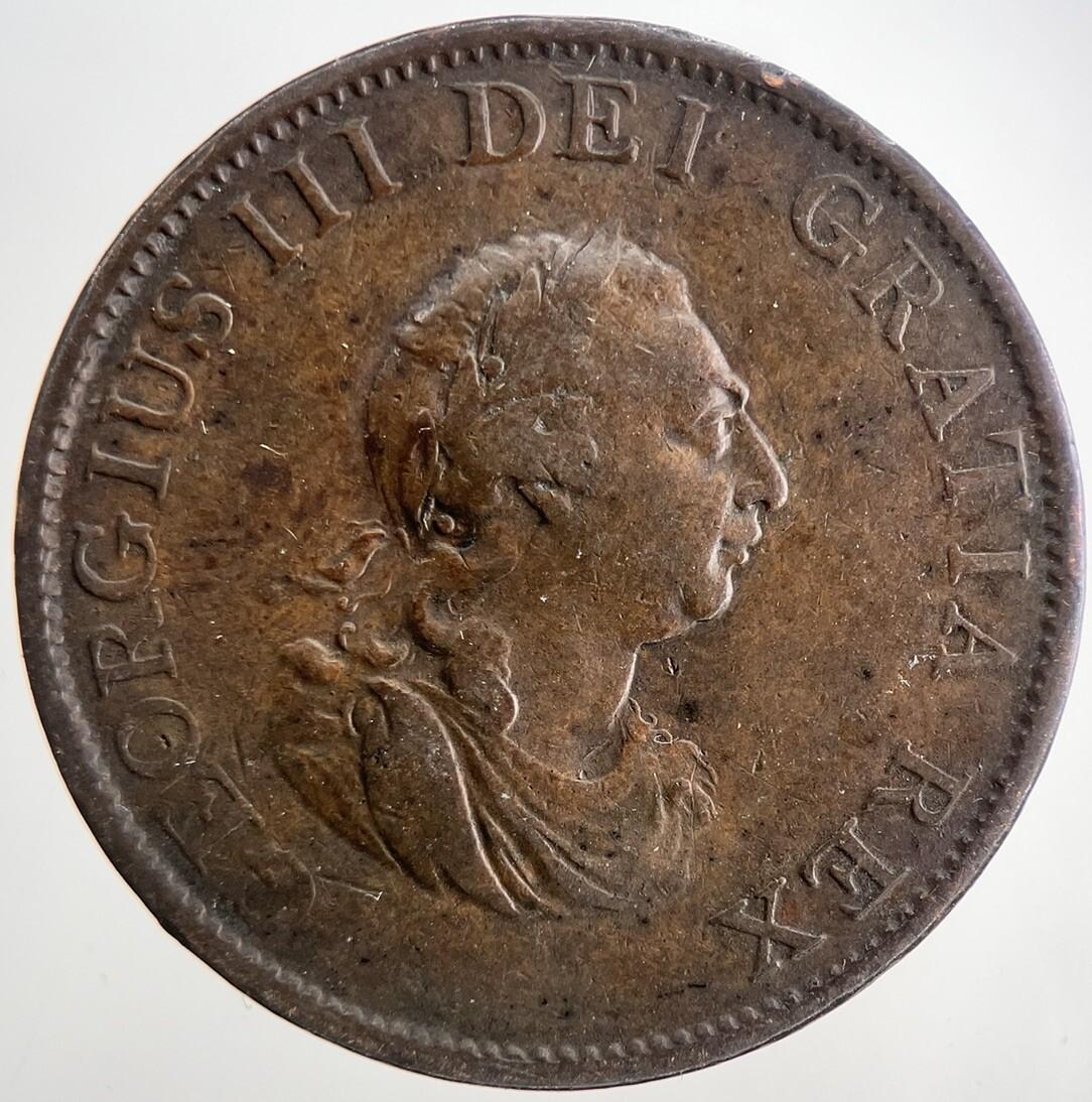 1799 George 3rd III Half-Penny British Coin | Fine Collectable Grade | a9043