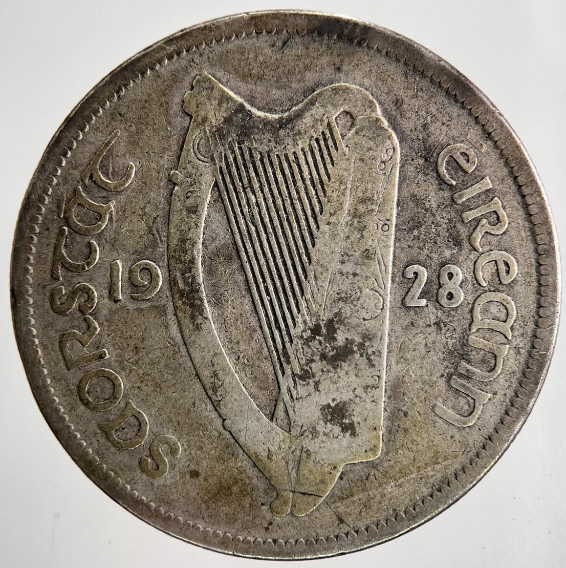 1928 Irish Half-Crown Horse Silver Coin | Collectable Grade | a6855