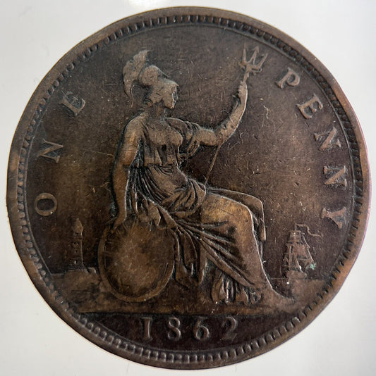 1862 Victoria One Penny Coin | Collectable Grade | a8998