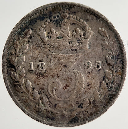 1895 Victoria Threepence Silver Coin | Fine Collectable Grade | a8486