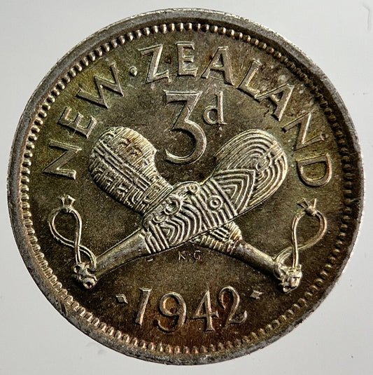 1942 New Zealand Threepence Silver Coin | Very High Grade | a8399