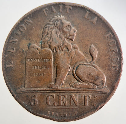 1852 Belgium 5 Cents Coin | Very High Grade | a8993
