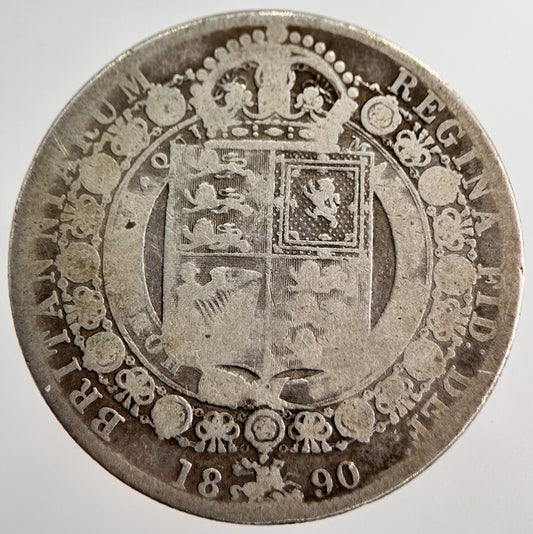 1890 Victoria Half-Crown Silver Coin | Collectable Grade | a8664