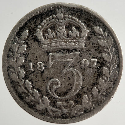 1897 Victoria Threepence Silver Coin | Fine Collectable Grade | a8485