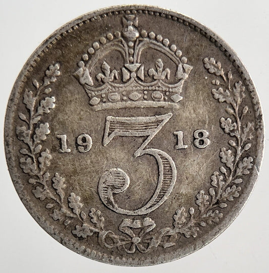 1918 George V Threepence Silver Coin | Fine Collectable Grade | a6899