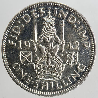 1942 George VI British Shilling Silver Coin | Very High Grade | a6897