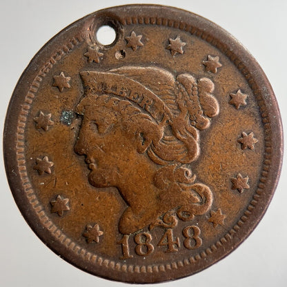 1848 US USA Large 1 One Cent Coin | Fine Collectable Grade | a8972