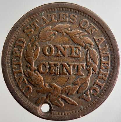 1848 US USA Large 1 One Cent Coin | Fine Collectable Grade | a8972